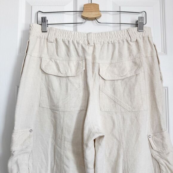 Anthropologie Linen Relaxed Cargo Pants Slouchy Utility Boho Lagenlook Baggy XS - Picture 10 of 16